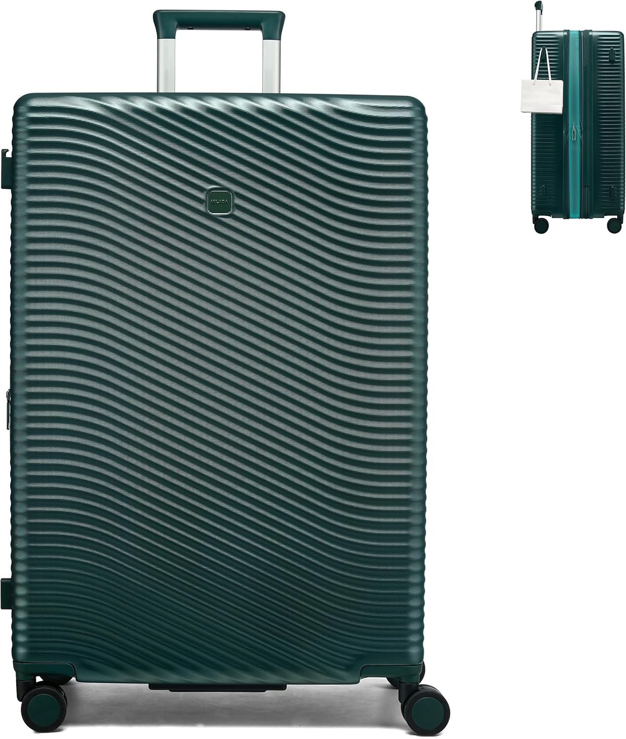 MILADA 28 Inch Large Expandable Checked Luggage - Hardshell Spinner Suitcase with 8 Wheels, TSA Lock, Durable PC Shell, Extra Large Capacity for Extended Travel, Lightweight Suitcase, Blackish Green