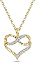 Cali Trove 1/4Ct & 1/20Ct Natural Diamond Single Heart Infinity Pendant For Women In 10Kt Gold | Silver Necklaces For Women | Gold Jewelry Necklace | Elegant Gifts For Her in White, Yellow & Pink
