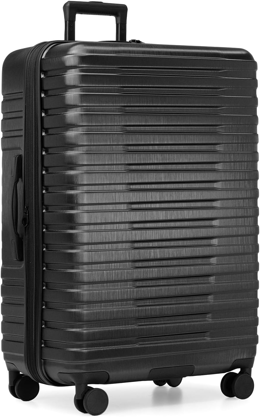 U.S. Traveler Boren Expandable Hardside Rugged Travel Luggage with 8 Spinner Wheels, Black, Checked-Large 30-Inch