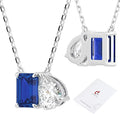 Iefil 1.2-2.2CT Lab Grown Birthstone Necklace for Women, Emerald Cut Birthstone Necklace, GRC Certified, 925 Sterling Silver