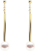 Japanese 7.0mm Akoya Cultured Pearl Drop Earrings for Women with 18K Yellow Gold | Stylish Design Excellent Gift | Pearl Earrings