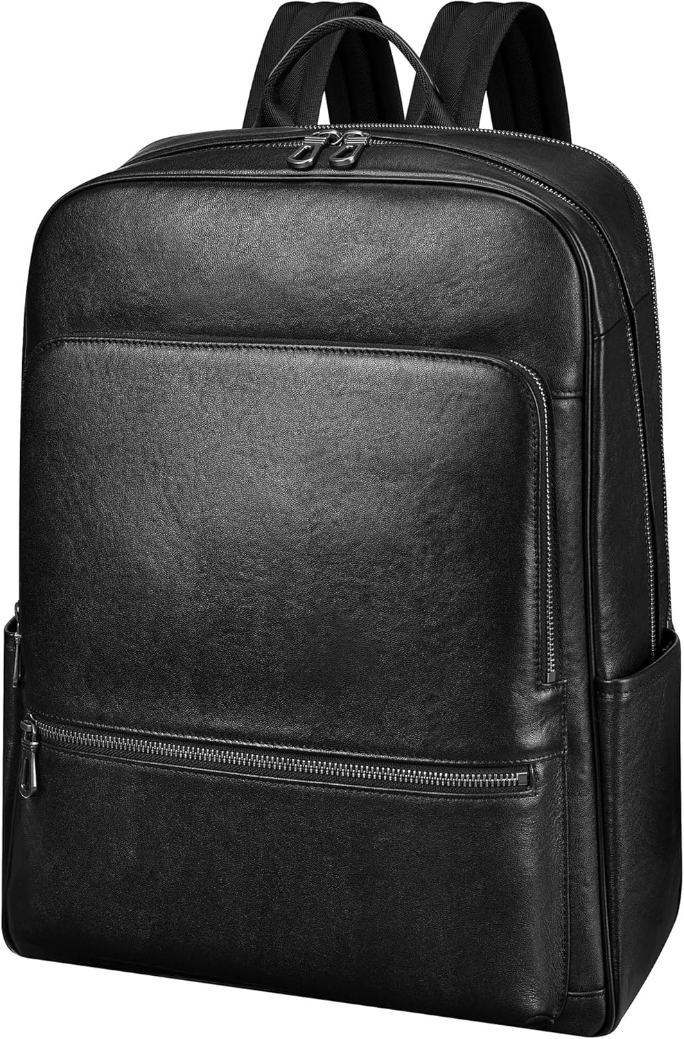 Colins Keirs Large Black Leather Backpack for Men, Minimalist Luxury Executive Computer Backpack, 17.3 Inch Genuine Leather Laptop Backpack Perfect for Travel & Business