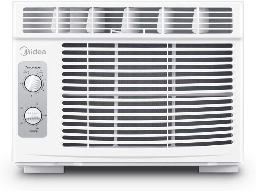 Midea 5,000 BTU EasyCool Small Window Air Conditioner - Cool up to 150 Sq. Ft. with Easy-to-Use Me chanical Controls and Reusable Filter, Perfect for Small Bedroom, Living Room, Home Office