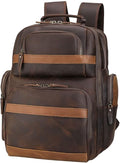 TIDING Men's Vintage Leather Backpack 15.6" Laptop Bag Large Capacity Business Travel Hiking Shoulder Daypacks