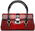 Genuine leather top-grain crocodile print red handbag pillow bag buckle high-end evening shopping for women