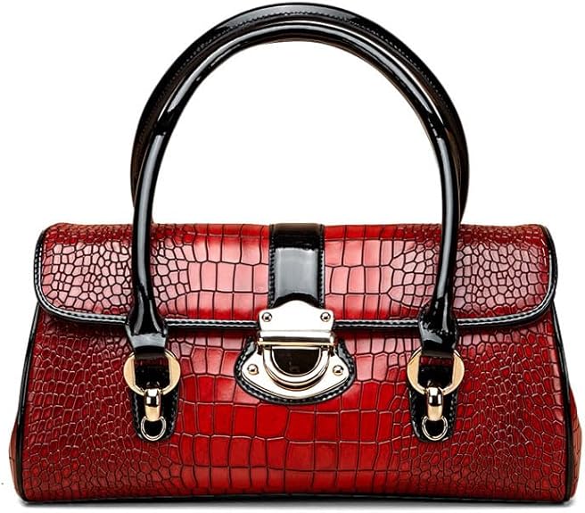 Genuine leather top-grain crocodile print red handbag pillow bag buckle high-end evening shopping for women