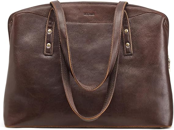 S-ZONE Leather Tote Bag for Women Large Capacity Work Shoulder Handbags Purses