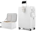 HanTrip Hard Shell Suitcases 28 Inch Large Checked Luggage with Spinner Wheels Cup Holder, Expandable Check in Luggage Lightweight Top Opening Luggage Big Rolling Suitcase with Lock, White