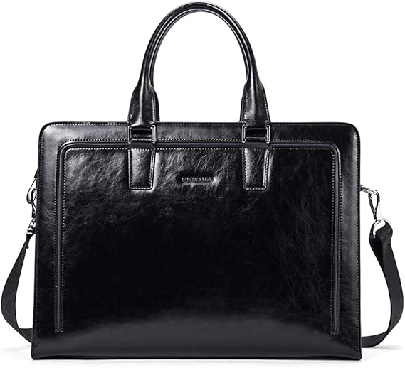 BOSTANTEN Women Genuine Leather Briefcase Tote Business Vintage Handbag 15.6" Laptop Shoulder Bag Brown