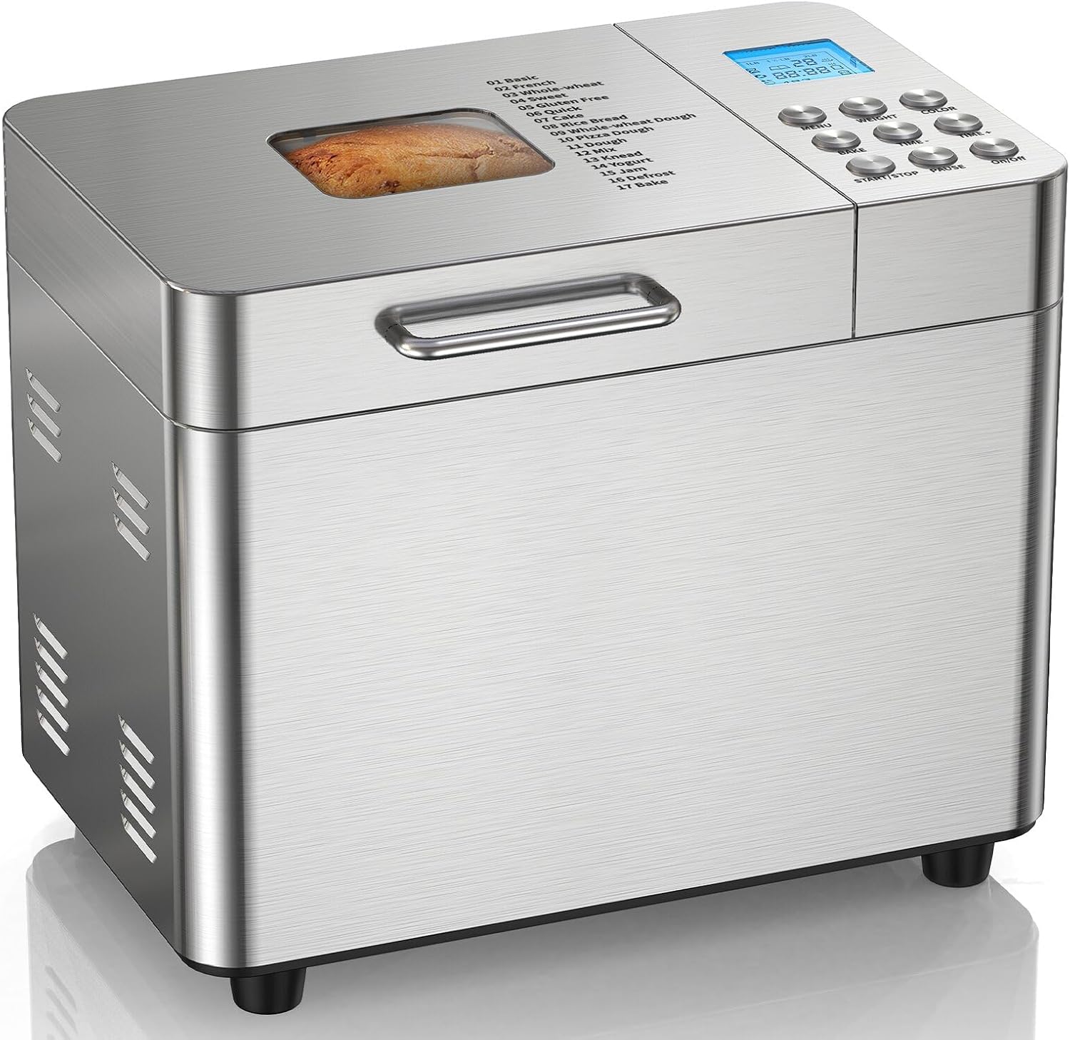 2LB Bread Maker Machine, OSIPOTO 17 in 1 Automatic Stainless Steel Bread Machine, Non-stick, Beginner-Friendly Controls, 15 Hour Timer, Easy to Clean Low Noise, High Success Rate for Homemade Bread Brand: OSIPOTO