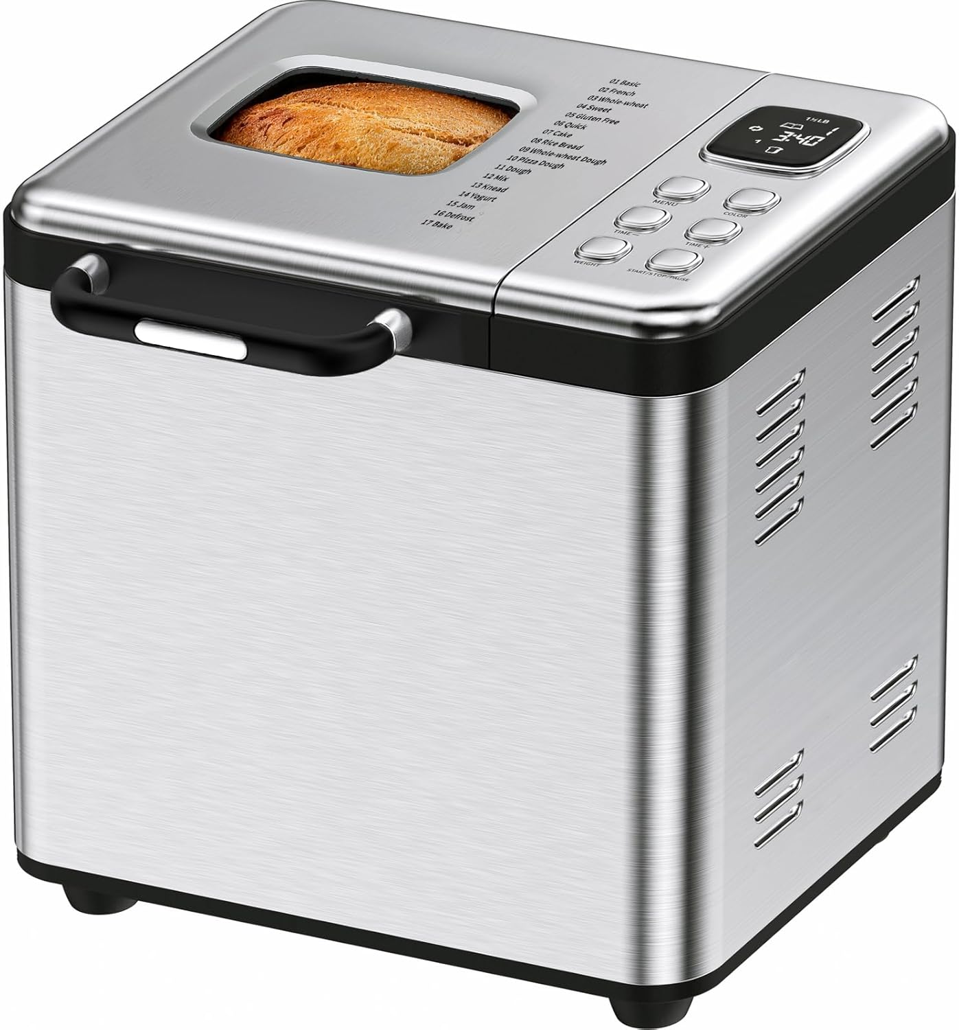 Bread Maker, 2LB Stainless Steel Bread Machine, 17-in-1 Automatic Settings, Non-Stick Pan, Beginner-Friendly Controls, Easy to Clean, Low Noise, High Success Rate for Homemade Bread Brand: OSIPOTO