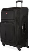SWISSGEAR Sion Softside Expandable Spinner Luggage Durable Lightweight Travel Suitcase, Black, Checked-Large