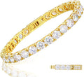 TUHE Moissanite Tennis Bracelet 5.0-21.0CT 18K Gold Plated 925 Sterling Silver Bracelets 3/4/5MM D Color VVS1 Round Moissanite Bracelet for Women Men Non Tarnish Bracelets Mothers Day Gifts for Mom