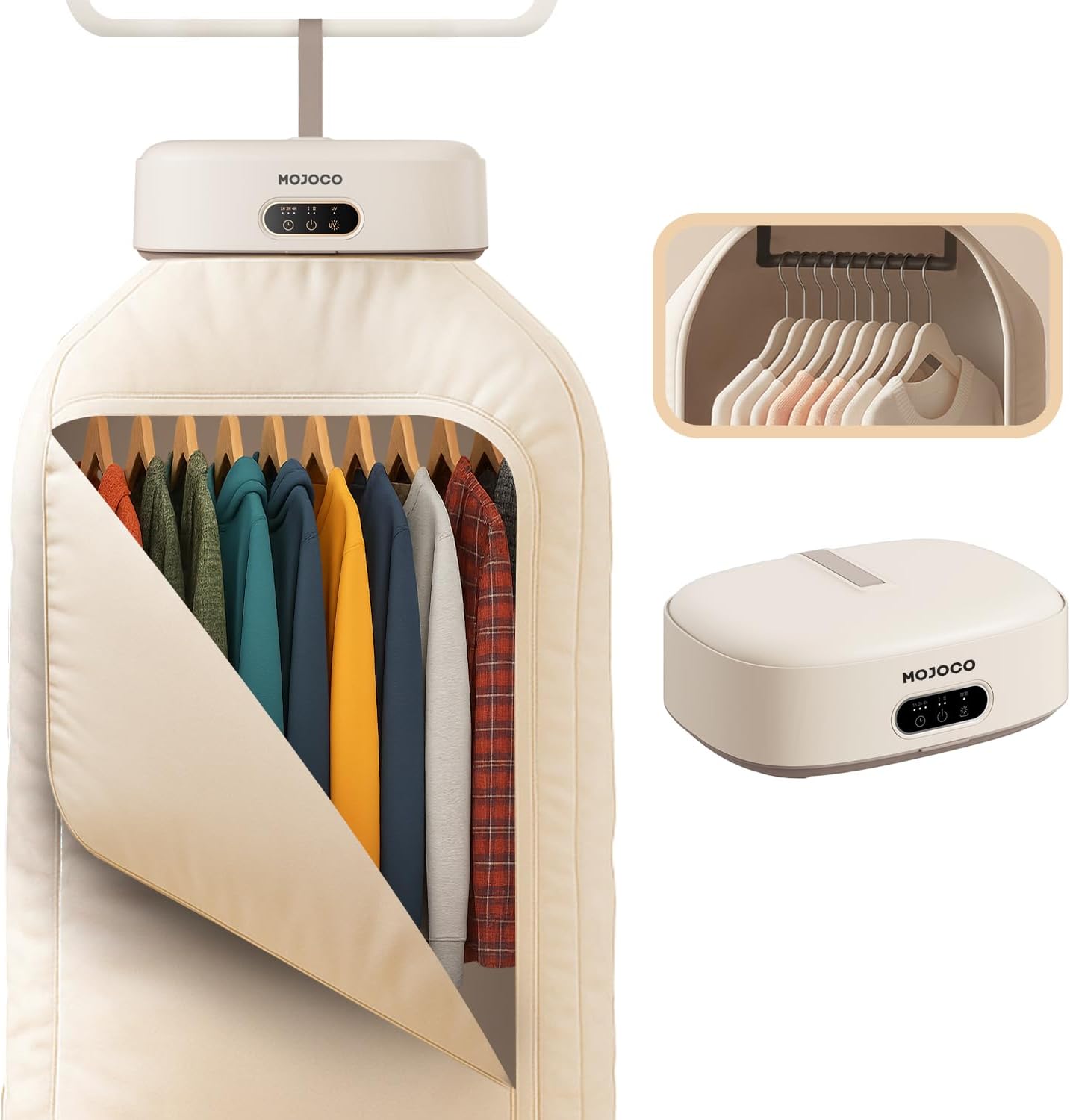 MOJOCO Portable Clothes Dryer - Mini/Compact Dryer for Apartment, RV, Travel - Small Quiet Fast-Drying Machine with Adjustable Timer & Hassle-Free Setup