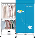 Portable Dryer, Electric Clothes Dryer Machine, Double Layer Stackable, Stainless Steel, Blue, 15kg Capacity, Front Load, Ideal for Apartments, RV, Families, Campers