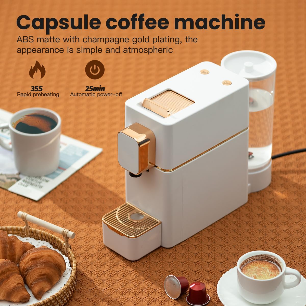 Espresso Machine for Coffee Capsules Compatible with Nespresso OriginalLine Machine, Espresso Maker for Nespresso OriginalLine, Bestpresso Coffee Capsules Peet's Espresso more (White)