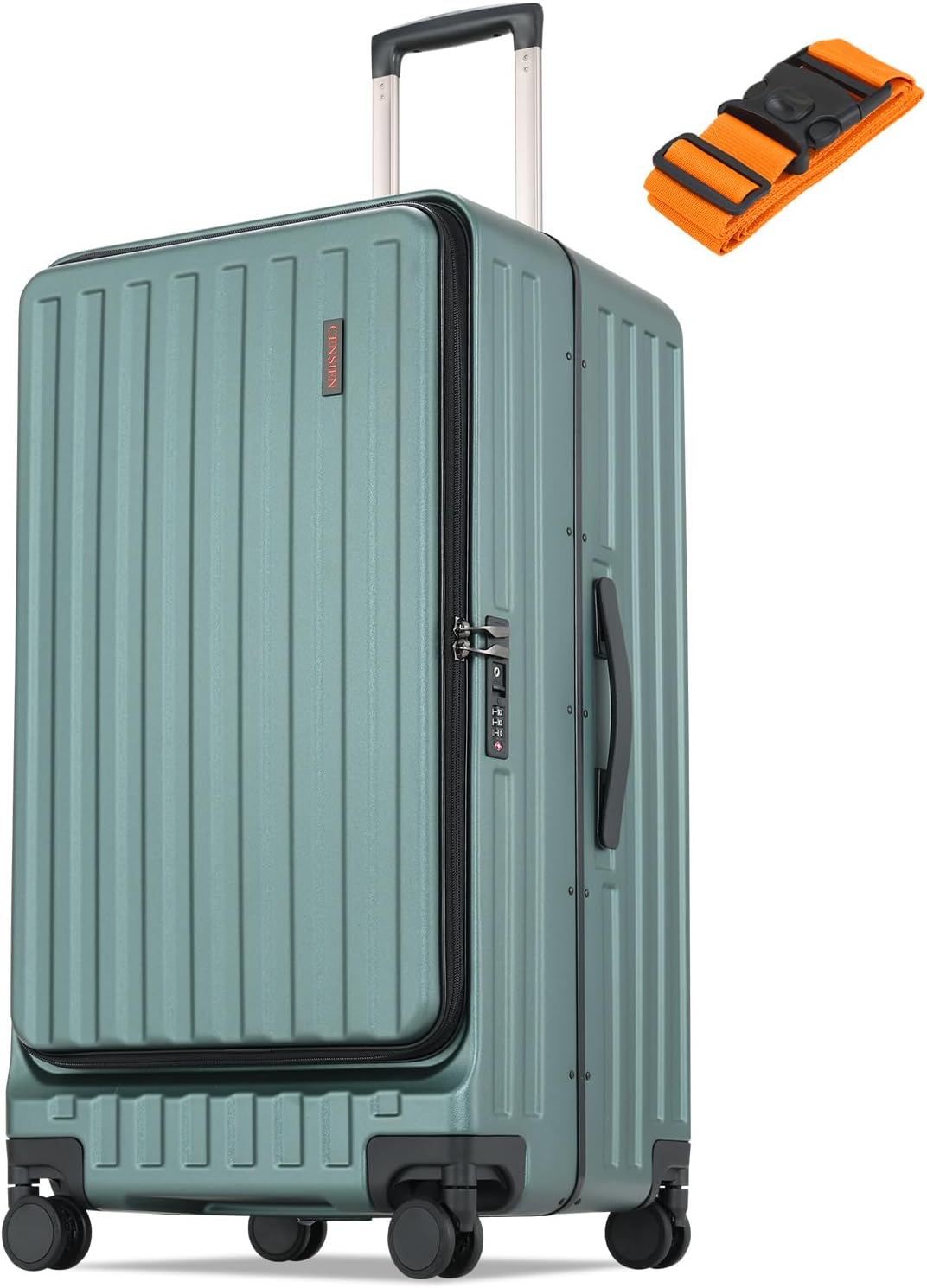 CENSIEN Checked Luggage, Large Suitcase 29 Inch Trunk Luggage with Spinner Wheels, Lightweight ABS+PC Hard Shell with Aluminum Frame, Top Opening, TSA Lock (Green, 1PC)