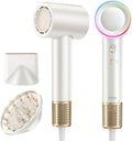 High-Speed Hair Dryer, 160,000 RPM Brushless Motor for Ultra-Fast Drying, 500M Ionic Negative for Frizz Reduce, Low Noise Thermo-Control Blow Dryer with Diffuser for Curly Hair Women and Men,White