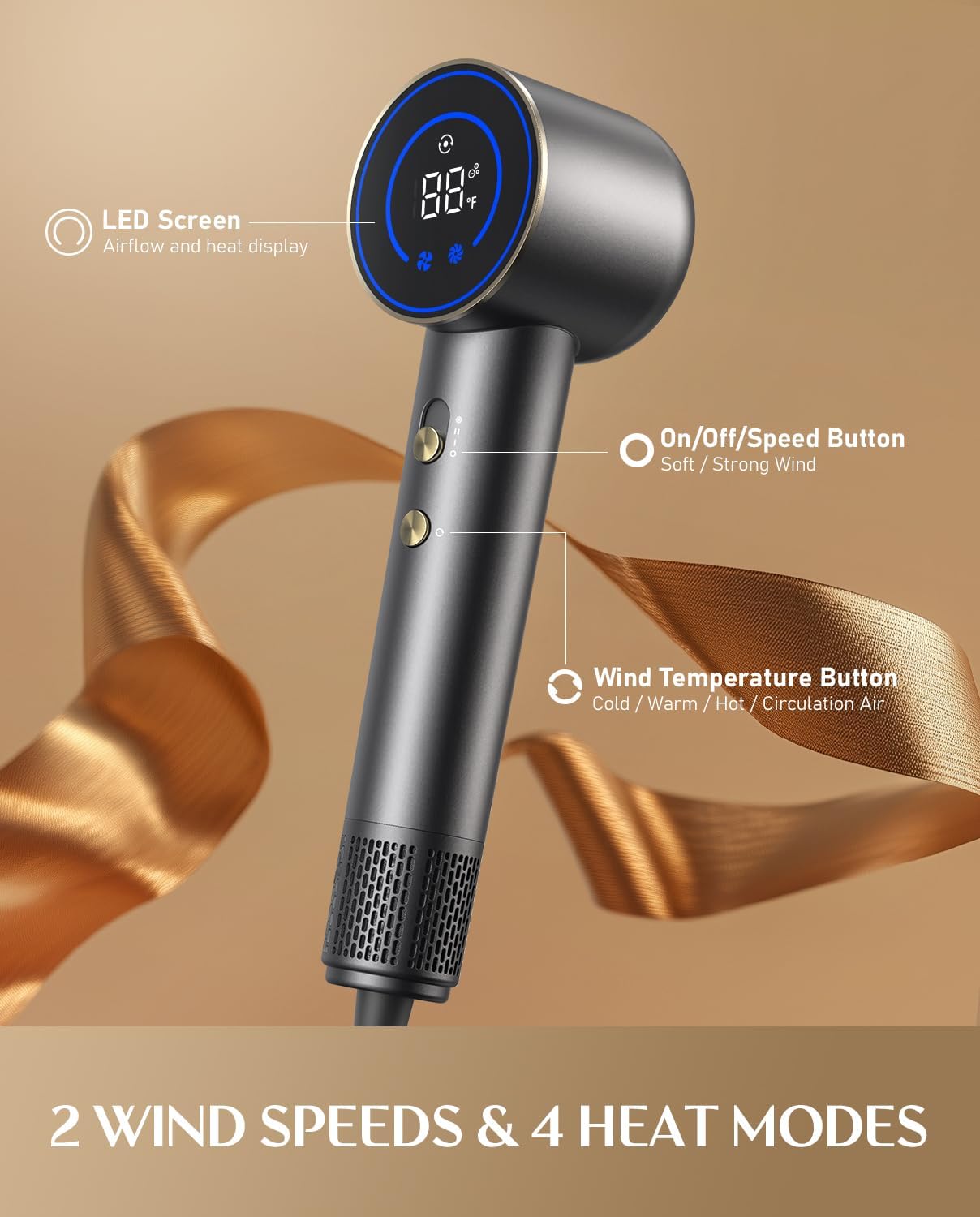Bluvol SonicDry H10 Apex Travel Hair Dryer, 110,000 RPM Brushless Motor for Fast Drying, Ionic AquaGlow Tech, 0.74lb LightFlow & 56dB Low Noise, Professional for Travel, Home & Salon – Grey