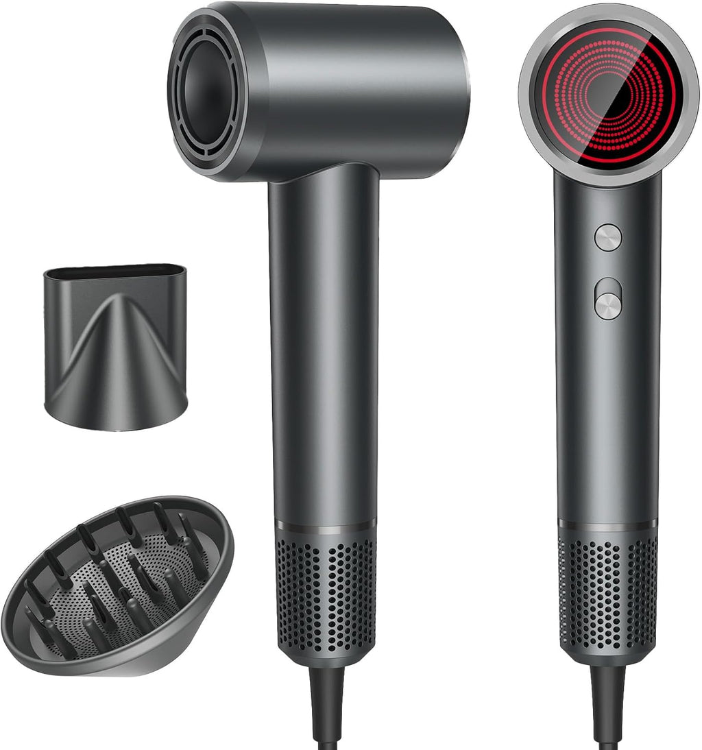 High-Speed Hair Dryer, 150000RPM Brushless Motor for Ultra-Fast Drying, 500M Ionic Negative Blow Dryer for Frizz Reduce, Low Noise Hair Blow Dryer with Magnetic Diffuser for Home Travel Salon